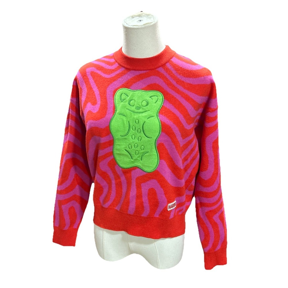 Haribo Women’s Sweater Gummy Bear XS Red Green Purple Crewneck